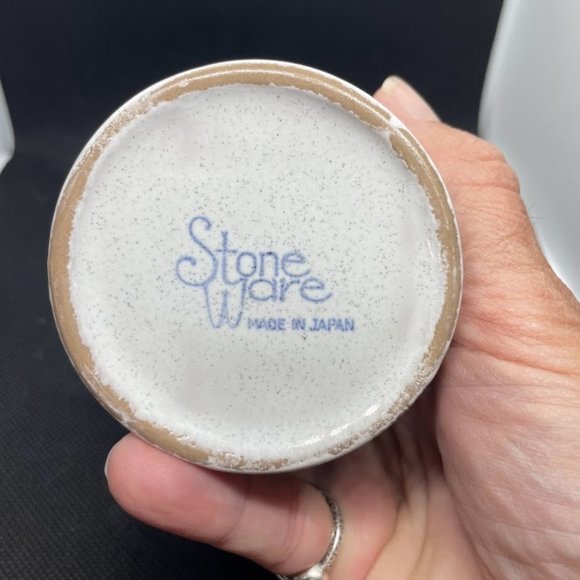 Small Grey with Tan Trim Stoneware Creamer Made in Japan - Picture 6 of 6